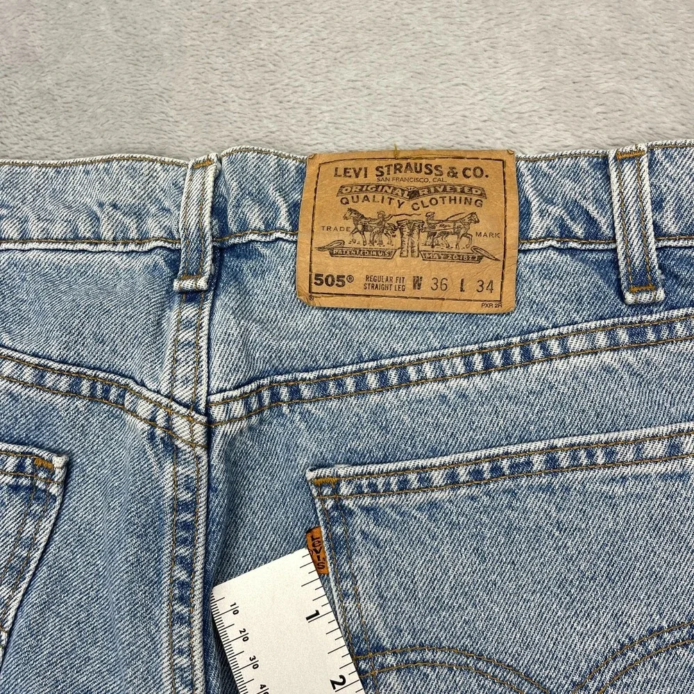 Vtg Levi's Jeans Mens 36x34 (34x34) Blue Denim 505 Orange Tab Straight Leg USA